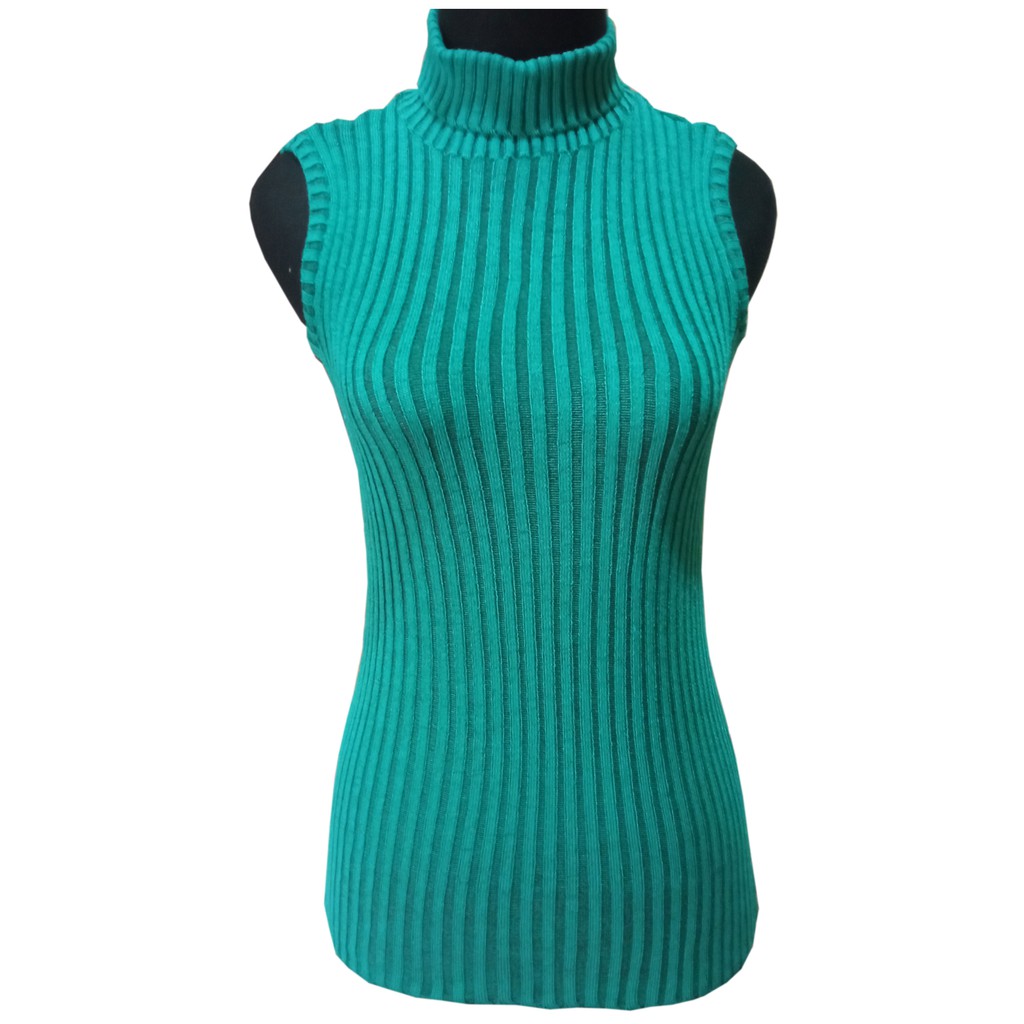 Turtle Neck Tanktop Rajut - Yukensi - Atasan Wanita-Hijau