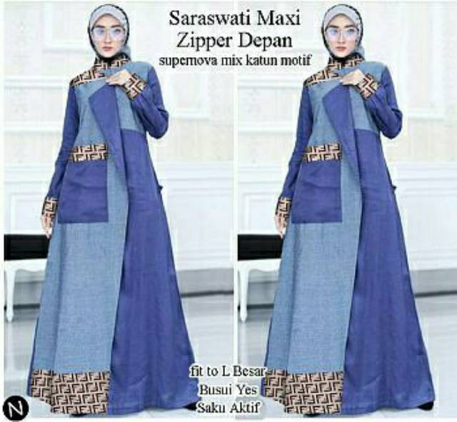 saraswati maxi, Maxi dress, gamis, dress muslim, gamis supernova, gamis busui, baju lebaran,kekinian