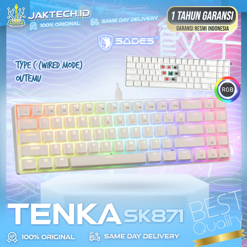 Sades Tenka SK871 Outemu Hotswap Type C Mechanical Keyboard ORIGINAL