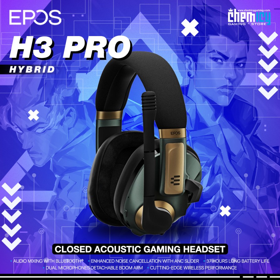 EPOS H3 Pro Hybrid Green Closed Acoustic Bluetooth Gaming Headset