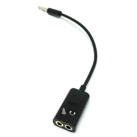 [KABEL HP] - Microphone Headphone Audio Splitter 3.5mm ke 2 x 3.5mm - FA29735 - Black