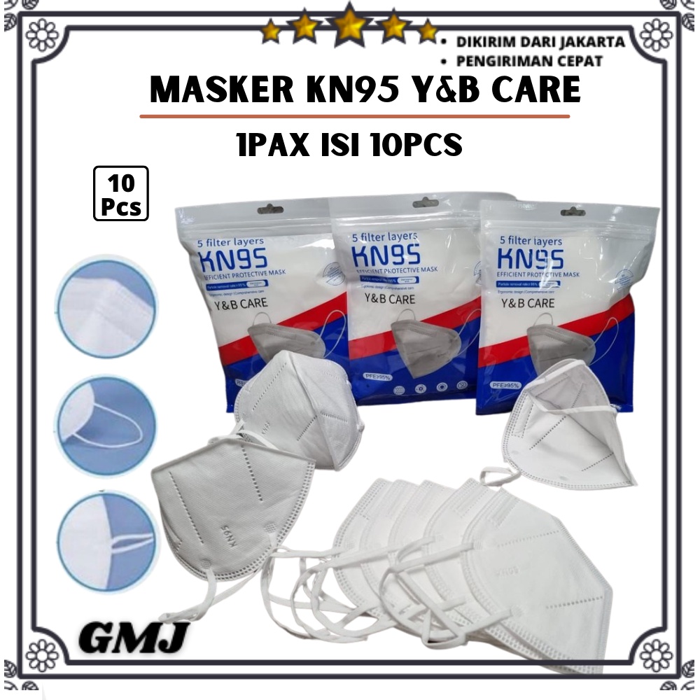 Masker KN95 Y&B Care Earloop Ergonomic Design Isi 10 Pcs GMJ