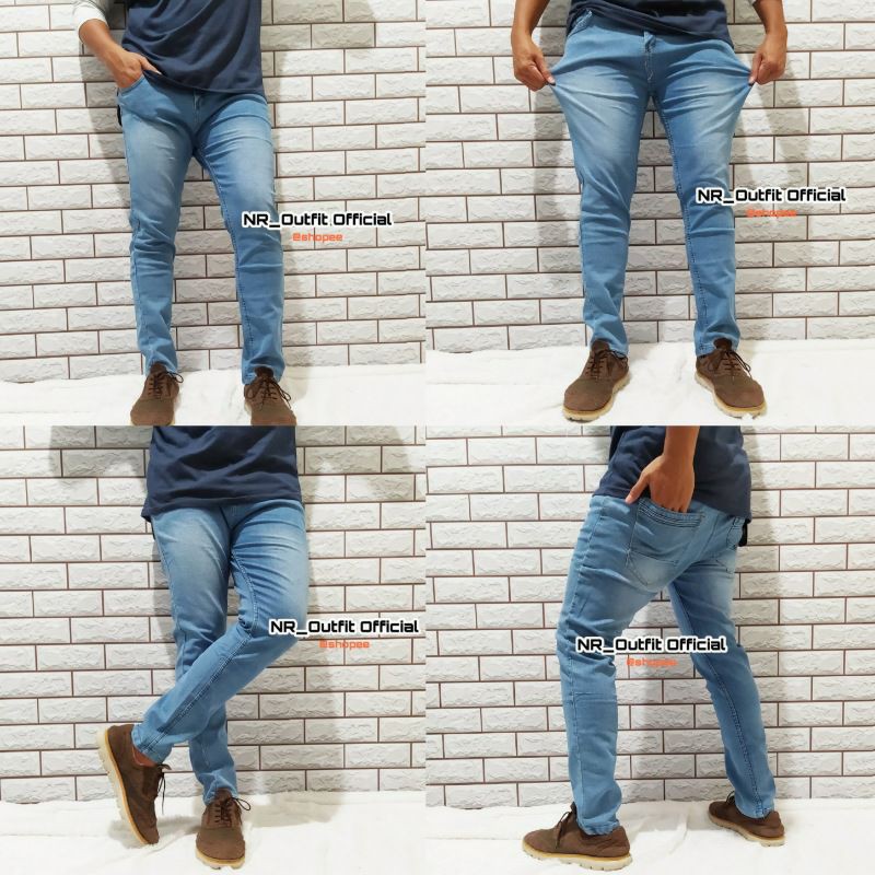 Celana Jeans Panjang Pria Slim Fit Stretch Cowok Bahan Melar Karet Size 27-38 NR_Outfit Official COD