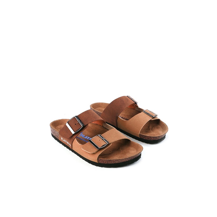 SANDAL SLIDE PLAYBOY PRIA ORIGINAL CASUAL BRANDED ASLI COKLAT PL36