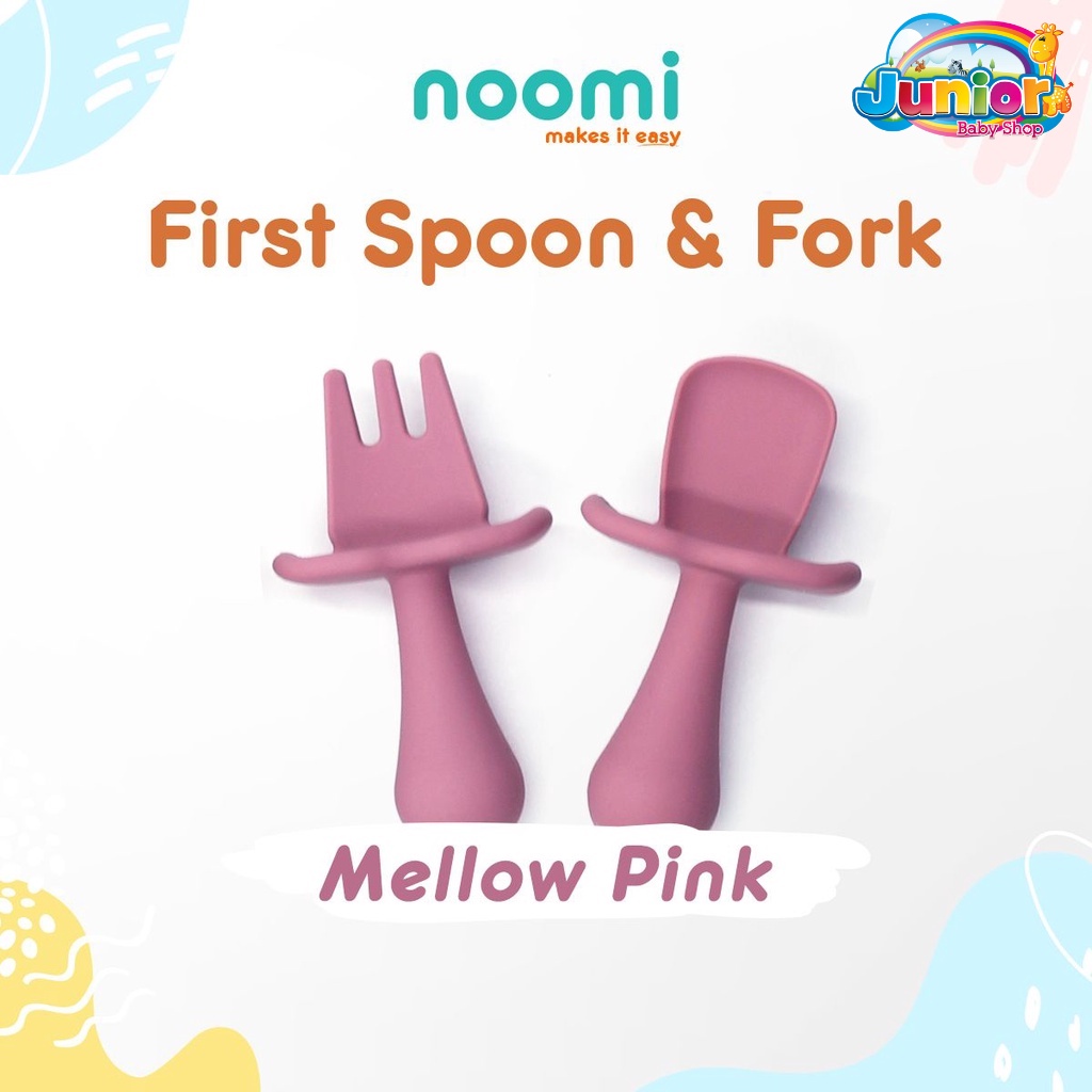 Noomi SIlicone First Spoon &amp; Fork Set - Sendok Bayi