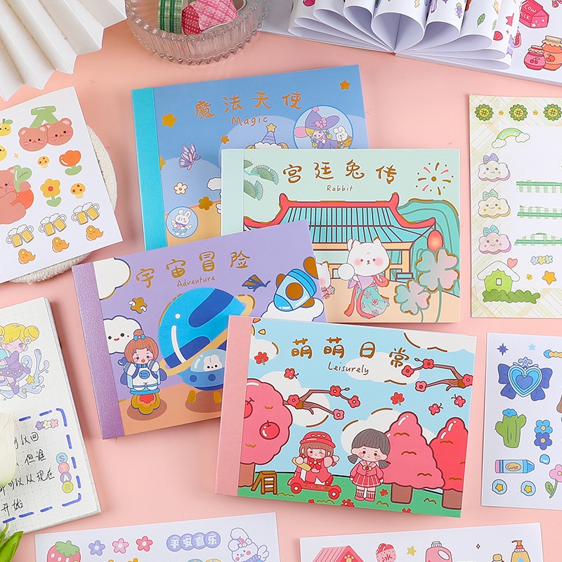 50 Lembar Stiker Kertasselotip Washi Gambar Kartun Kreatif Untuk Dekorasi Scrapbook DIY