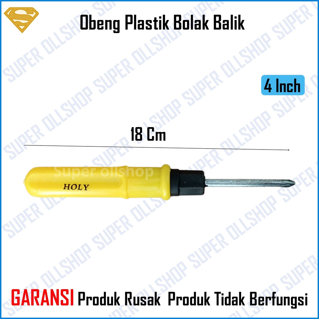 Obeng Plastik Bolak Balik 3 inch 4 inch / Obeng Plus Minus / Obeng Belimbing Kecil Gagang Plastik