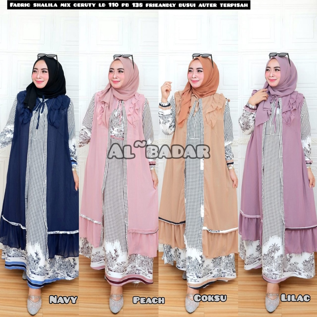 [ BISA COD] GAMIS OUTER /ROMPI TERPISAH SHAKILA IMPORT MOTIF POLKADOT MIX CERUTY BABYDOL, DRESS OUTE