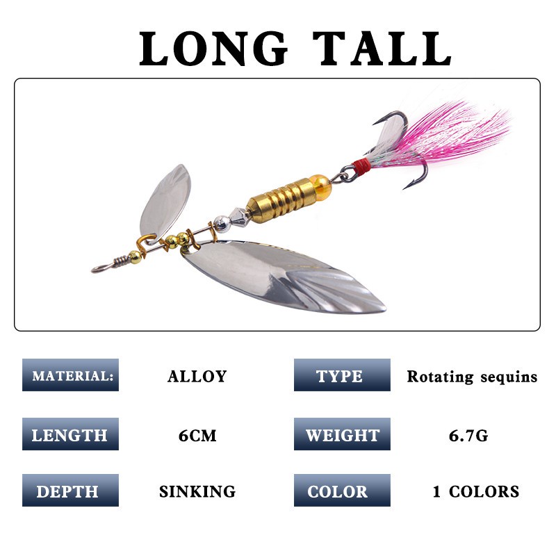 Umpan Pancing Metal Sequin Bentuk Daun Willow 6.7g / 6cm Dengan Kail Treble Untuk Air Tawar / Laut