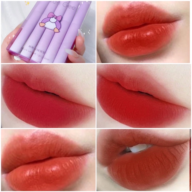 Lipstik （1SET 3、5、6PCS） LIP GLAZE SET BOX LIPSTIK lipstik HANASUI MATTE / HANASUI MATTEDORABLE LIPCREAM
