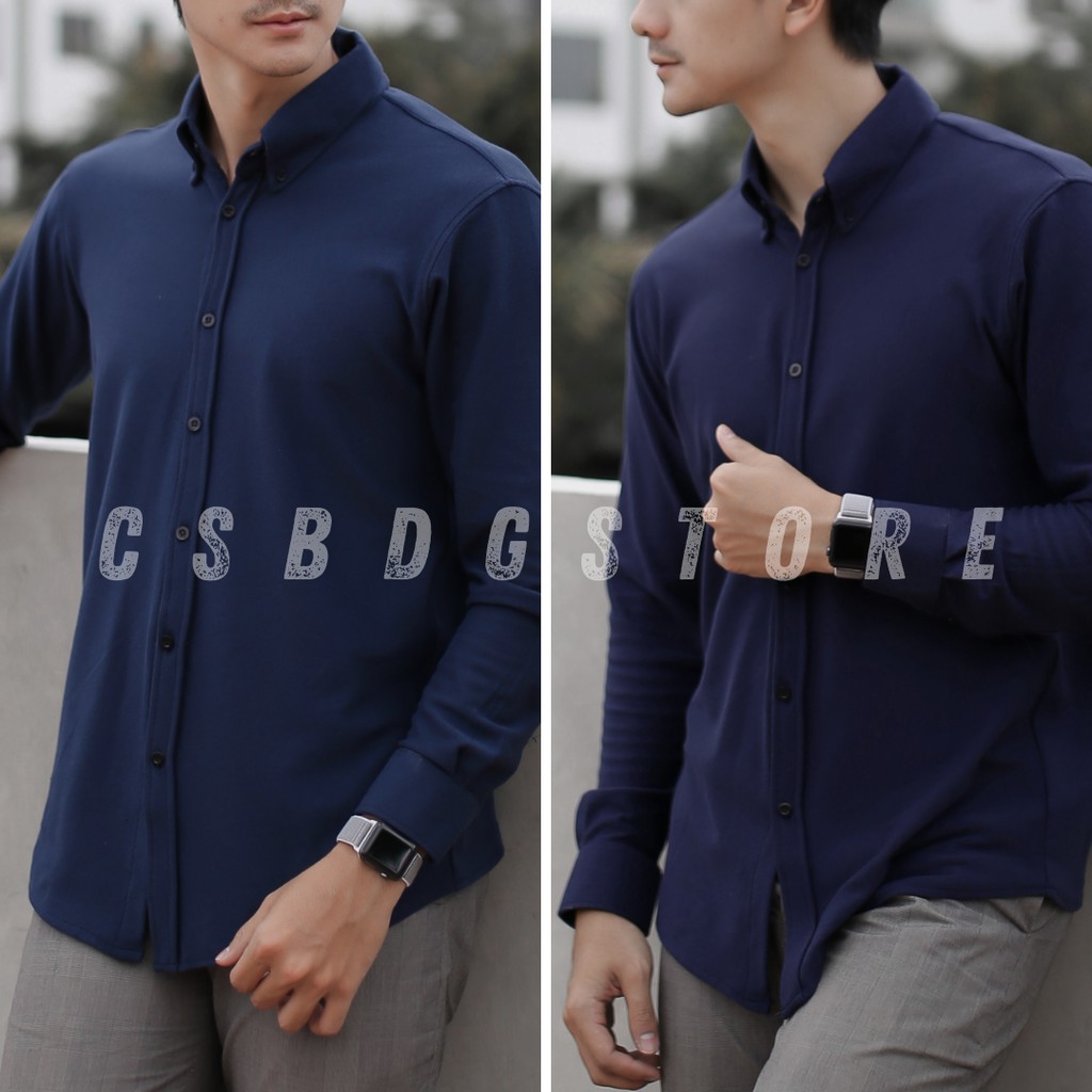 Kemeja Brogo Lengan Panjang Warna Navy Brogoid