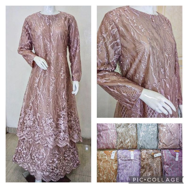 Gamis Brukat Jumbo - Gamis Brukat Malaysia - Gamis Brukat Terbaru  (FREE HIJAB)-3