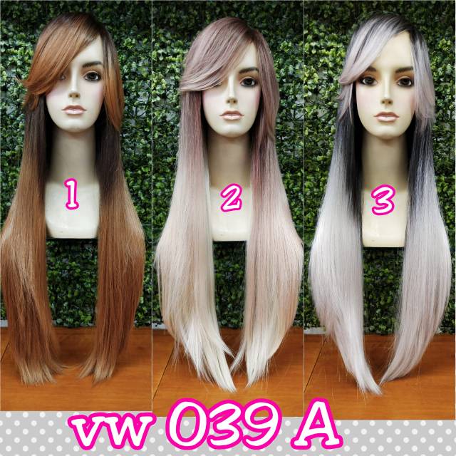 WIG KOREA HYO RI WIG PANJANG WIG RAMBUT ASLI WIG MURAH WIG LURUS OMBRE 039A