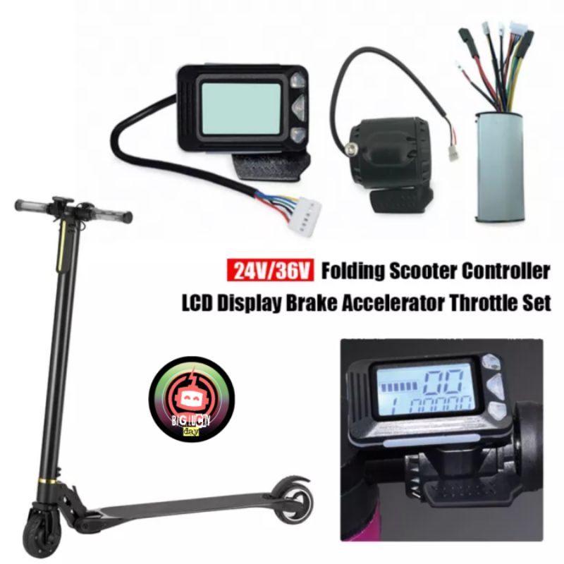 paket controller + throttle lcd + rem 24V / 36V scooter listrik / skuter lipat taffsport onemi aleoc