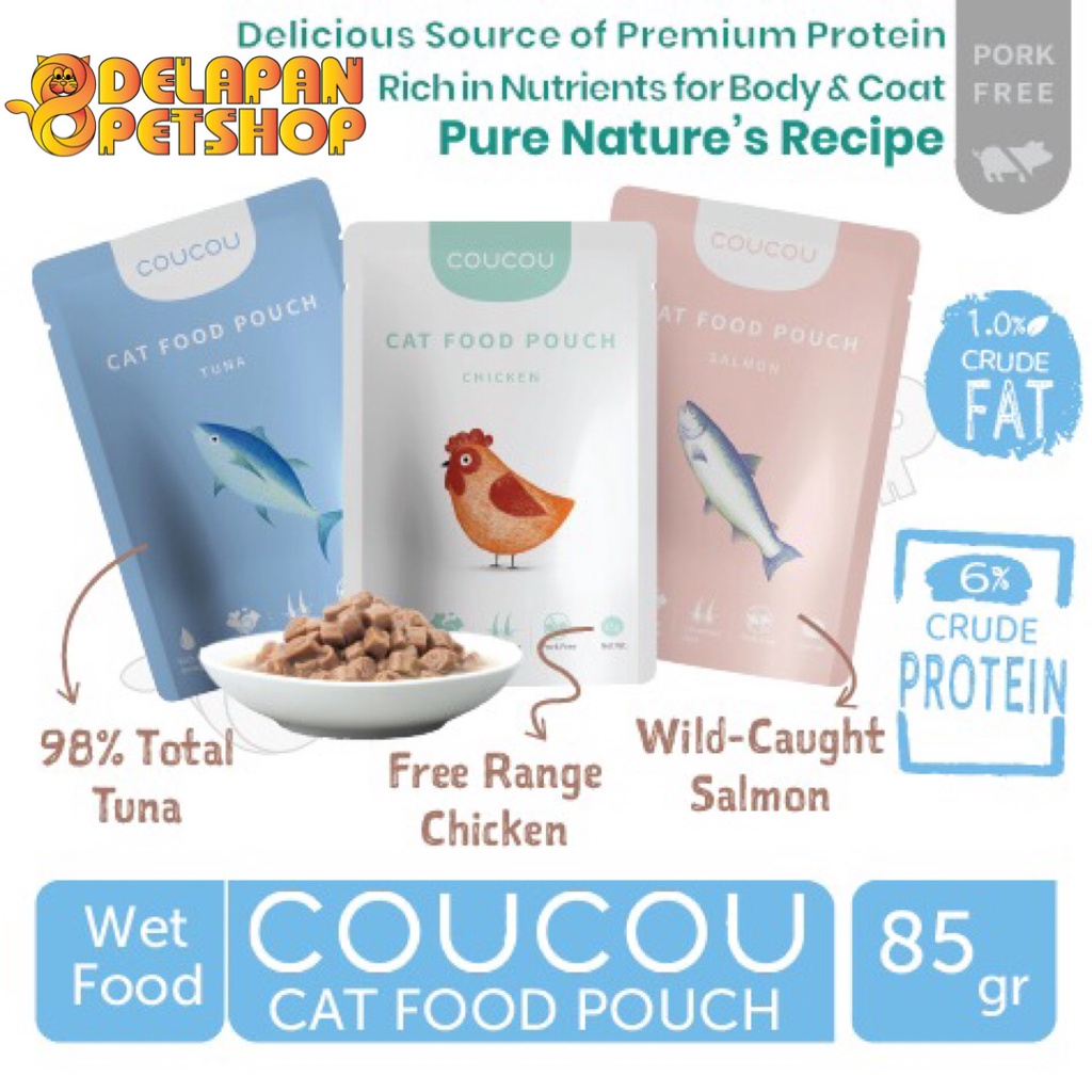 COUCOU Wet Cat Food Pouch / Sachet 85 Gram / All Life Stages / Makanan Kucing Basah