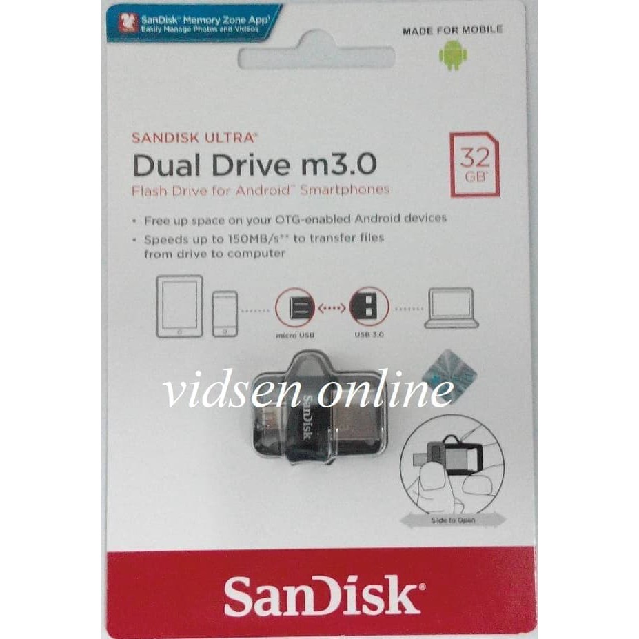 Sandisk Ultra Dual Drive m3.0 OTG 32gb Up to 150MB/s - Garansi Resmi