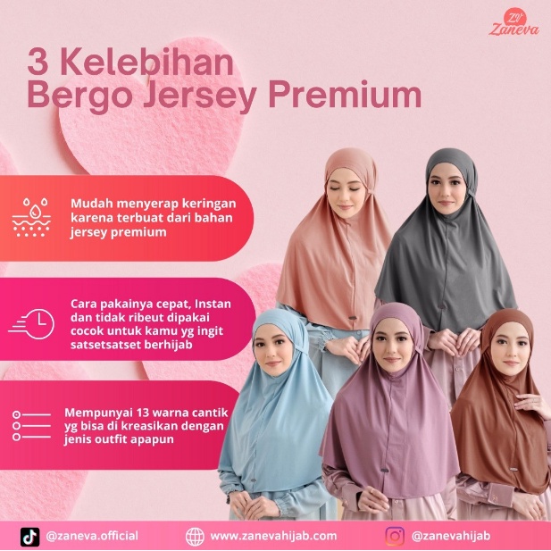 BELI 5 GRATIS 1 JILBAB TALI INSTAN l BERGO JERSEY PREMIUM l BERGO DAILY BASIC