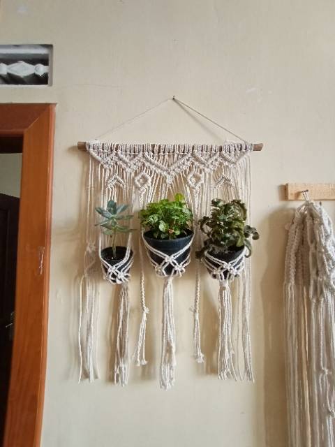 READY STOK) macrame pot gantung/ macrame plant hanger (POT 039)