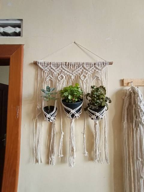 READY STOK) macrame pot gantung/ macrame plant hanger (POT 039)