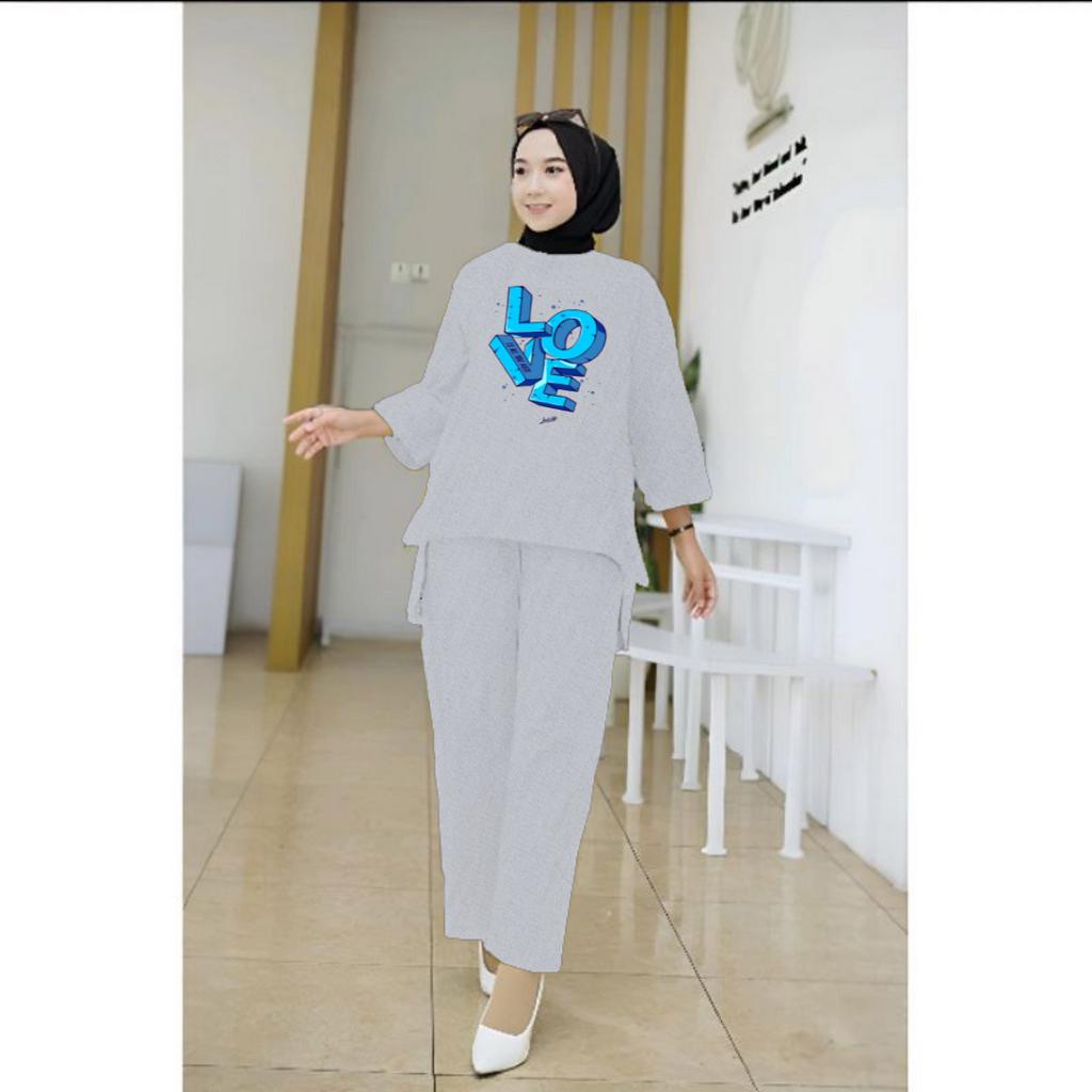 Setelan Tunik LOVE /Set Blouse LD 110