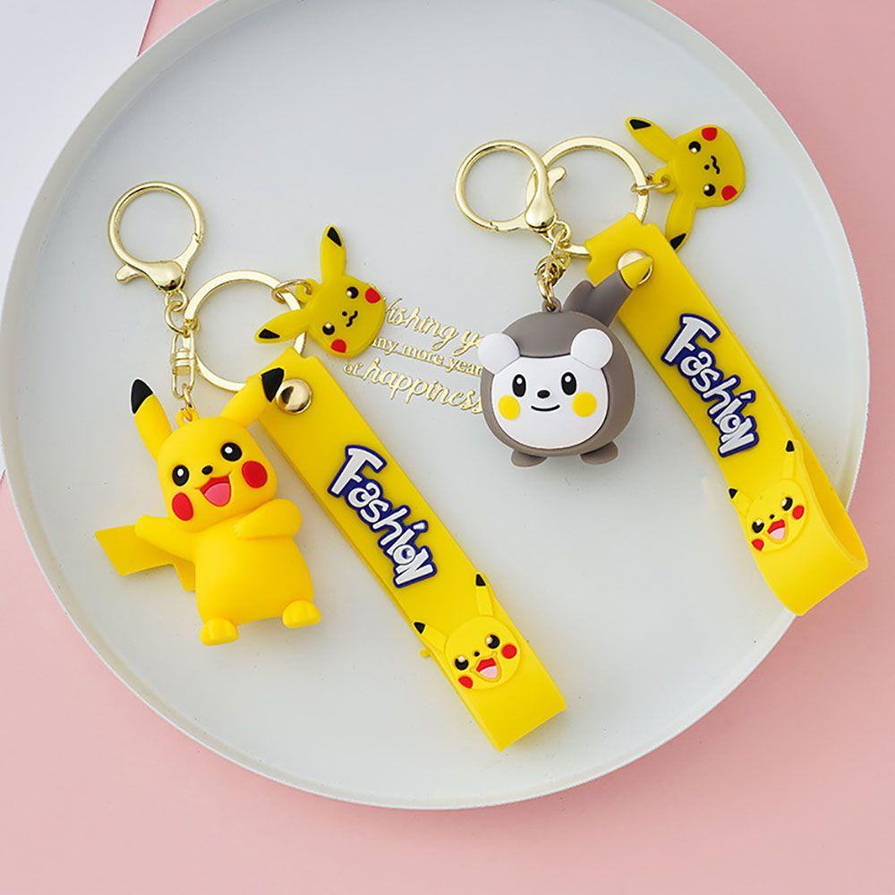 Agustina Kartun Gantungan Kunci Mobil Kunci Tergantung Anak Perempuan Pikachu Hadiah Psyduck Pokémon Action Figure Ransel Liontin Alloy Key Lanyard