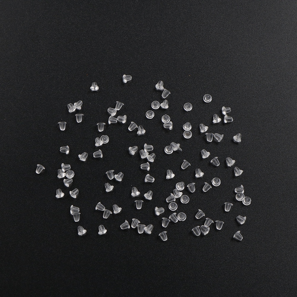 100pcs/lot Clear Soft Silicone Rubber Earring Backs Safety Bullet Stopper Rubber Jewelry Accessories DIY Parts Ear Plugging