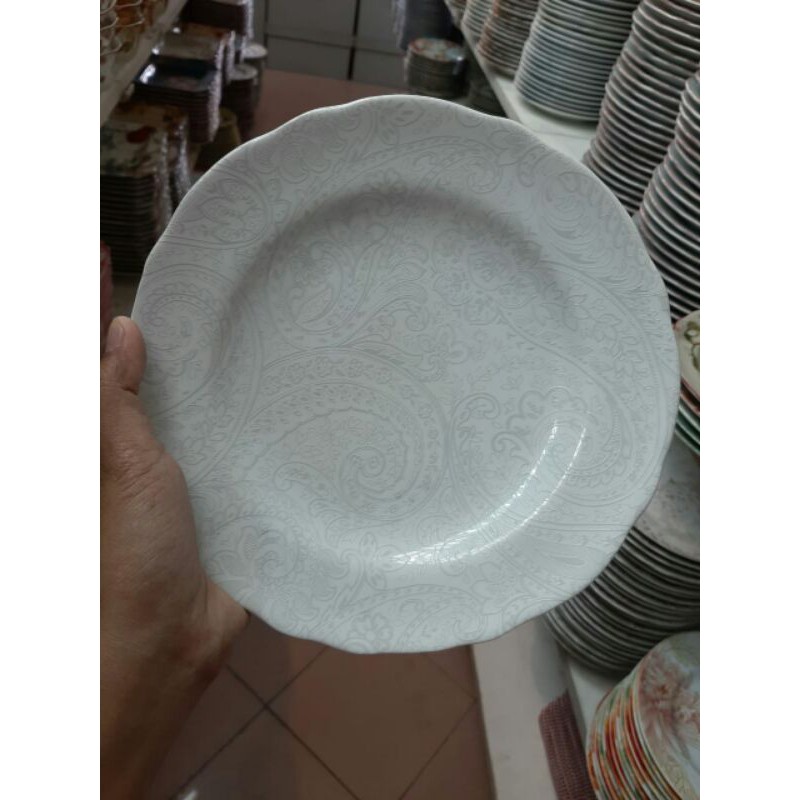SALAD PLATE PIRING KERAMIK HIAS SANGO CANTIK HIASAN DINDING WALL DECOR WARNA PUTIH