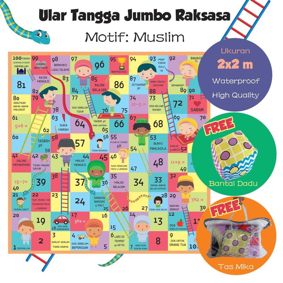 ♣ PROMO ULAR TANGGA JUMBO RAKSASA EDUKASI DAN MUSLIM BANTAL DADU JUMBO AKTIVITAS MAINAN ANAK MURA