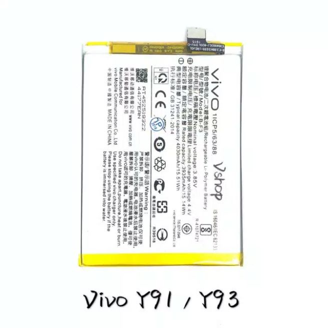 Baterai Batre Battery Vivo Y91 Y93 B-F3 BF3 Original