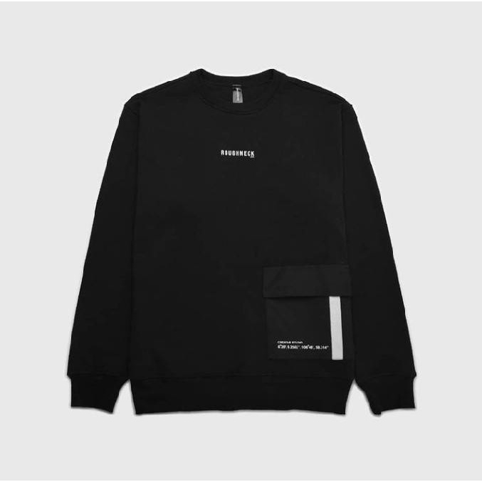 SWEATER ROUGHNECK MOTIF SS0021 HITAM TERBARU DAN MURAH - SWEATERSHIRT ROUGHNECK - CREWNECK ROUGHNECK - JAKET ROUGHNCEK