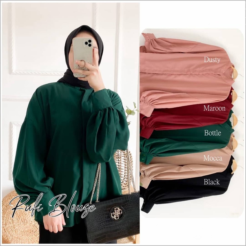 Rufi Blouse Atasan Blus Polos Fashion Muslim Wanita Terlaris