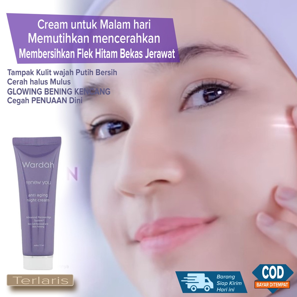 Cream malam GLOWING Pemutih Wajah Langsung Putih Glowing Seketika Kencang Bening ANTI AGING Cegah Fl