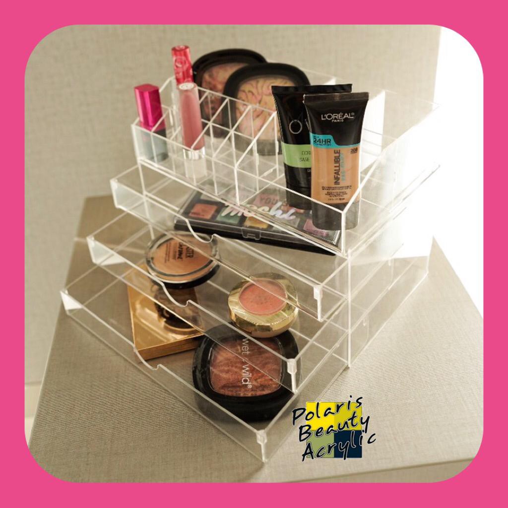 RAK KOSMETIK ACRYLIC-TEMPAT MAKEUP AKRILIK-BEAUTY CASE AKRILIK-HOTTIE