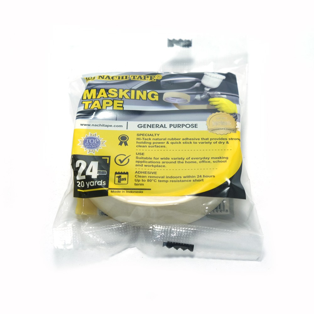 

Lakban Kertas - Masking Tape Nachi 1 Inch - 24 mm x 20 Yard