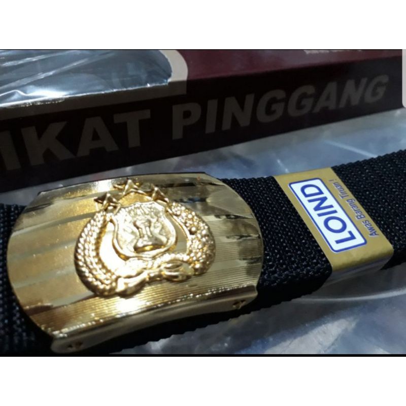 Gesper polisi garis LOIND | Sabuk Loind POLISI motif garis | Sabuk Loind polisi motif garis kilap