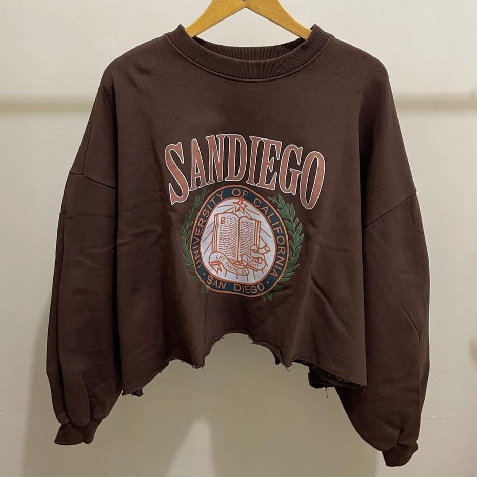 SANDIEGO CROOPE Sweater Crewneck Oblong Oversize Wanita- Crop Top Sweater Terbaru Fashion Terkini Korean Style