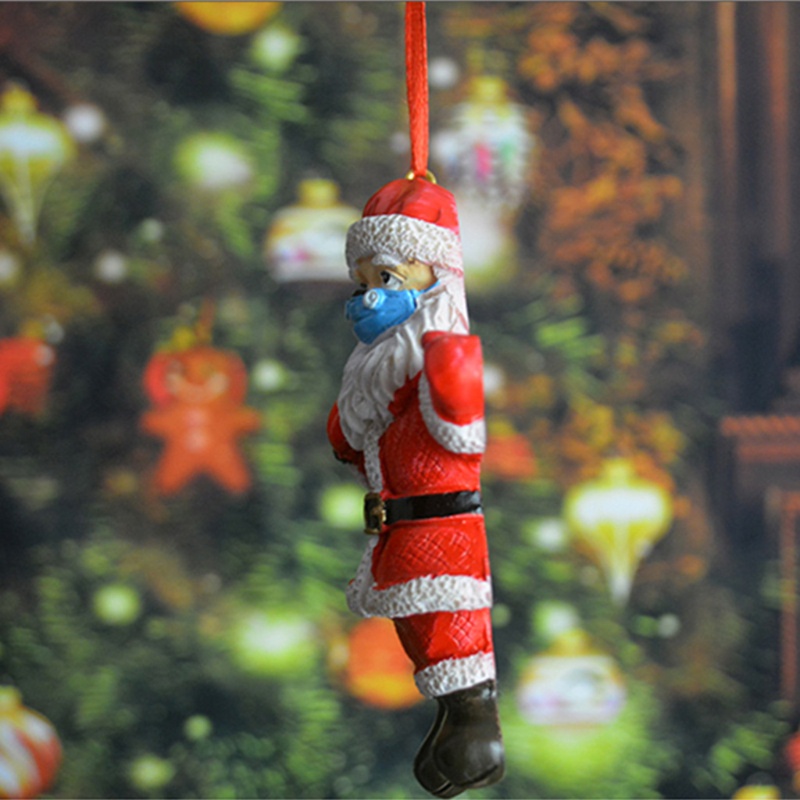 Ornamen Liontin Desain Santa Wearing a Dan Gift Bag Untuk Dekorasi Pohon Natal