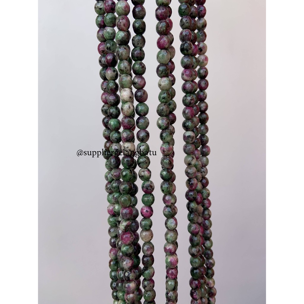 batu green maroon epidote FACETED BEADS 6mm chrysocolla bacan hijau