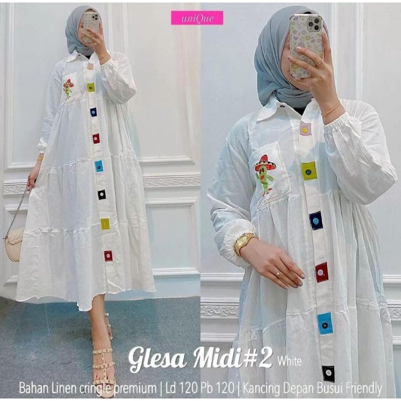 Fashion Muslim, Fashion Wanita, Midi Dress. Glesa Midi Dress