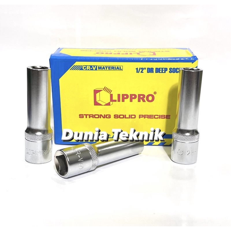 LIPPRO Deep Socket 12 mm 1/2” 6 PT Mata Sok Panjang 12 mm Mata Kunci Sock Shock 12mm Panjang Deep Wa