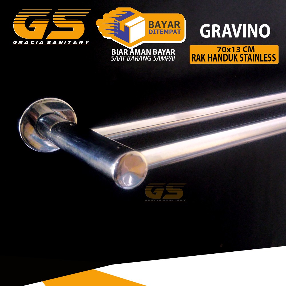 Gantungan Baju / Rak Handuk 2 Baris 70cm Stainless Steel SUS304