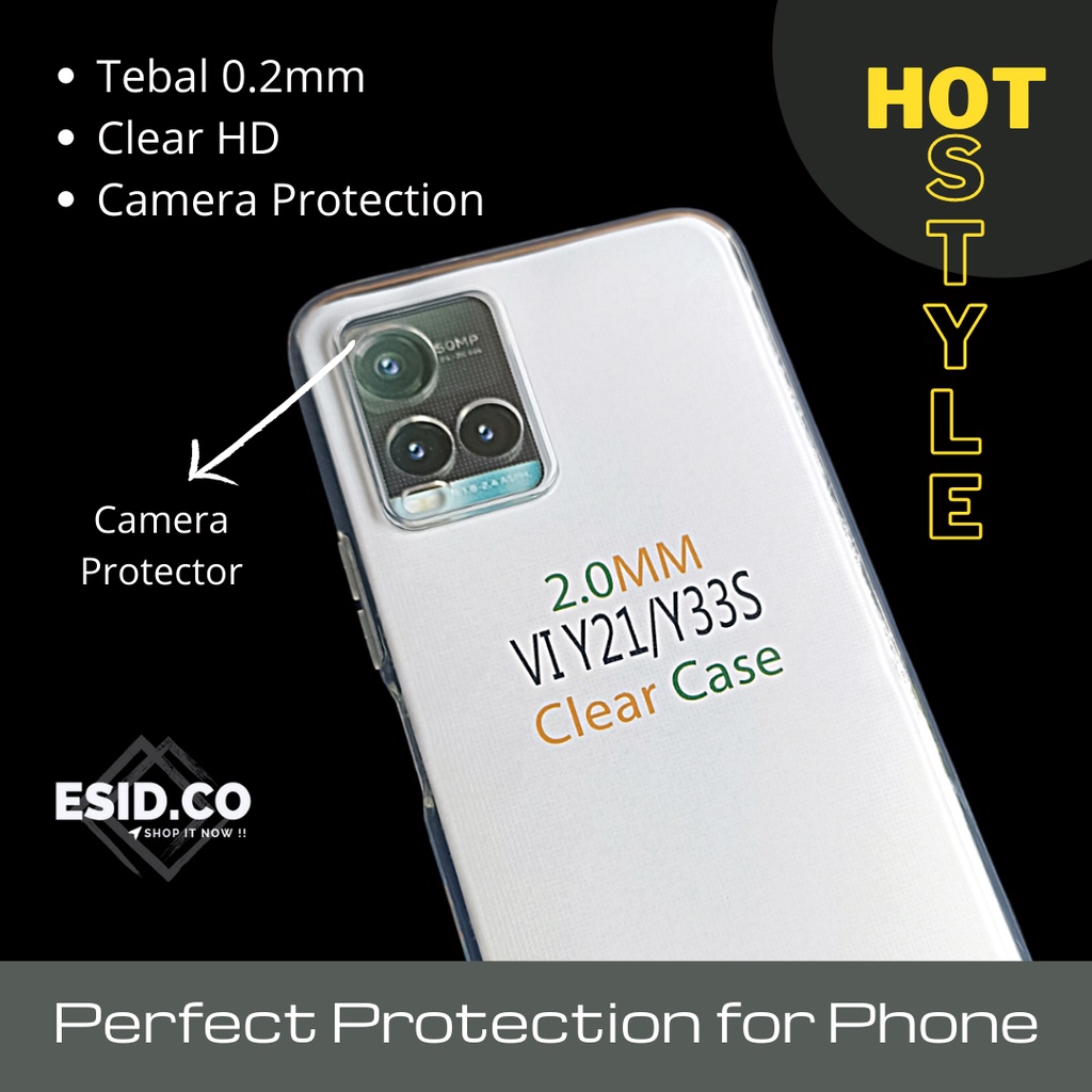 Clear Case Vivo Y21T Y21 Y33s Y21s 2021 Camera Protector HD Original Look Alike Bahan Tebal 0.2mm