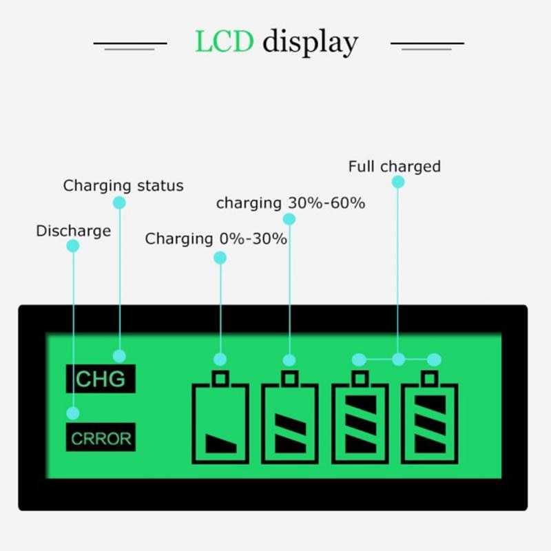 Charger Baterai 4 Slot LCD Display for AA AAA NiMh NiCd Fast Charging