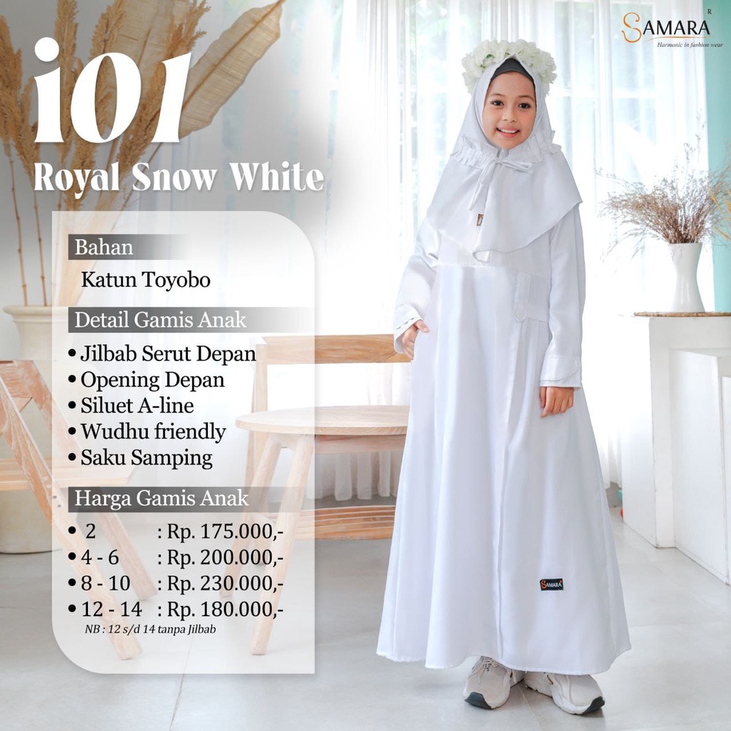 GAMIS ANAK PEREMPUAN DRESS BAJU BUSANA MUSLIM I01 ROYAL SNOW BY SAMARA FASHION BAHAN KATUN COTTON TO