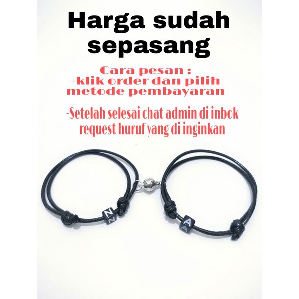 Gelang couple magnet inisial