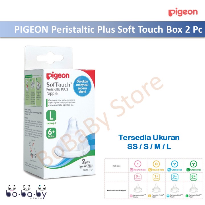 Pigeon Dot Bayi Nipple Soft Touch Peristaltic Plus Wide Neck S,M,L,LL, LLL kemasan box 1pc, 2pc dan blister 3pc