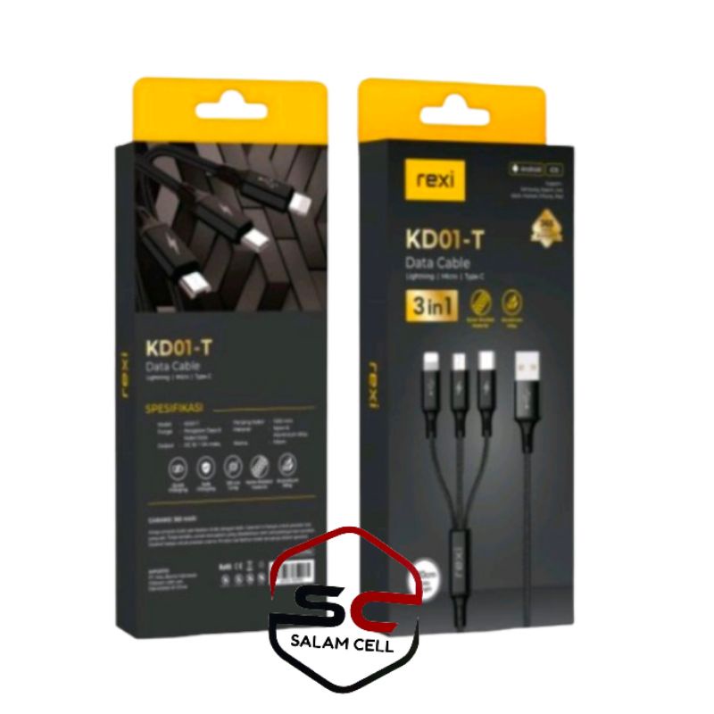 Kabel Data iPhone Micro Type C Rexi KD01-T Original Garansi Resmi