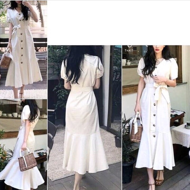 WHITE MAXI DRESS - longdress putih busui