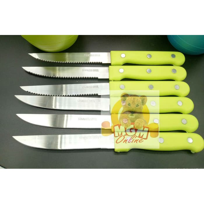 Pisau Steak Drum / 7pc Pisau set Warna warni
