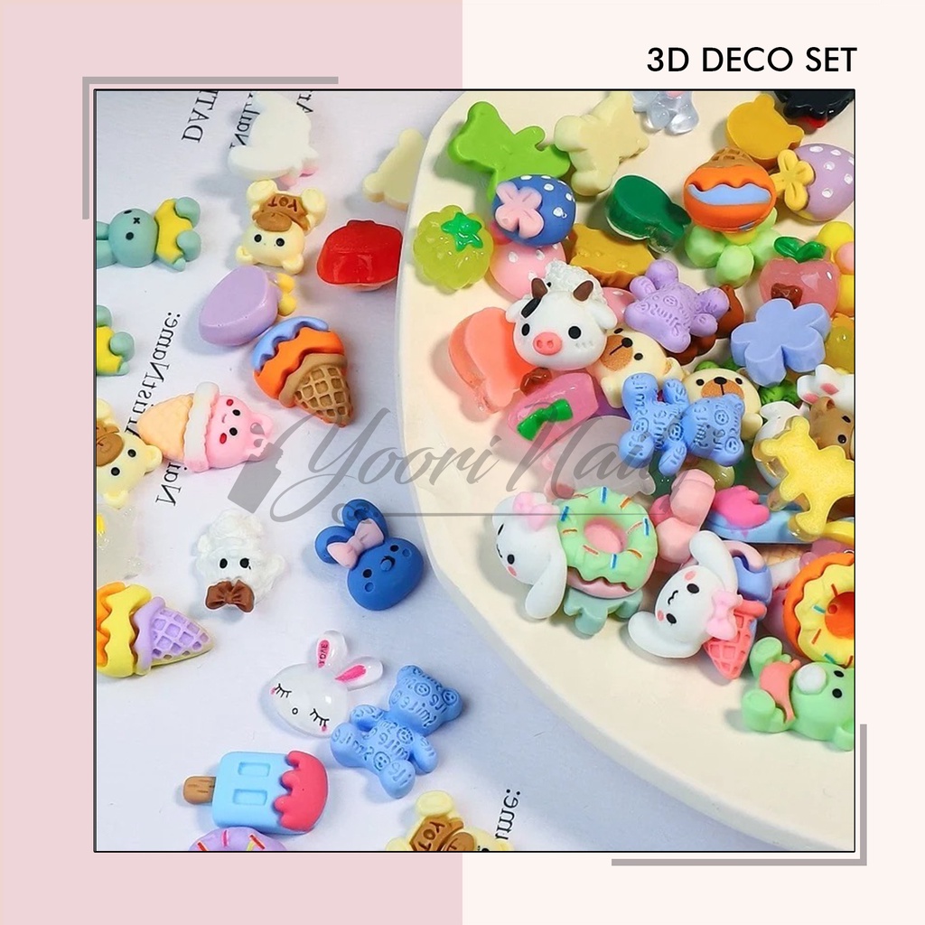 3D deco boneka 3d nail art set pack dekorasi nail art cute japanese